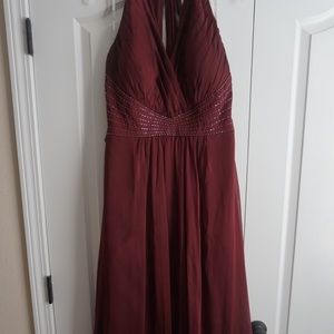 Belsoie Jasmine Cranberry red bridesmaid dress